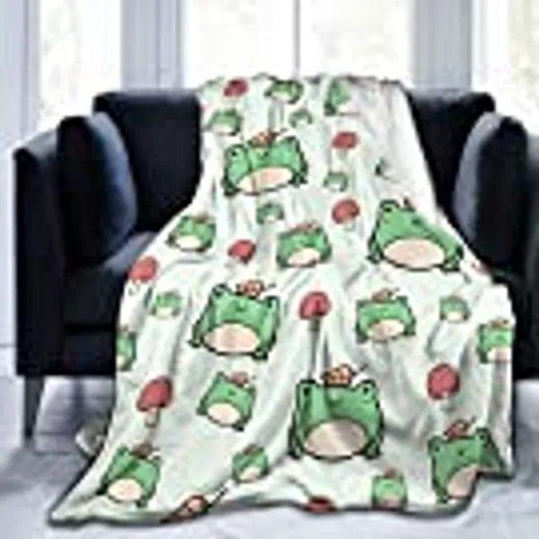 Pubnico Cute Green Frog Blanket , Flannel Blanket Fluffy Cozy Fuzzy Throws Non-Shedding for Nap Bed Sofa Couch Home Decor