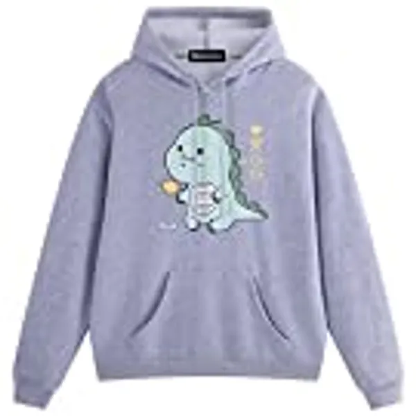 Maener Novelty Dinosaur Hoodies Funny Graphic Sweatshirt Oversized Pullover Fleece Casual Hoody for Adult