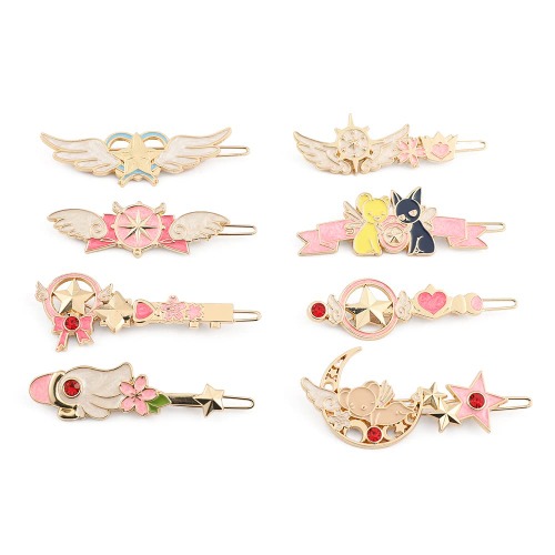 Card Captor Sakura Hair Clips Kinomoto Kawaii Sakura Anime Girls Hair Decoration Sweet Gifts for Women Girls Exquisite Daily Hair Pins Accessories