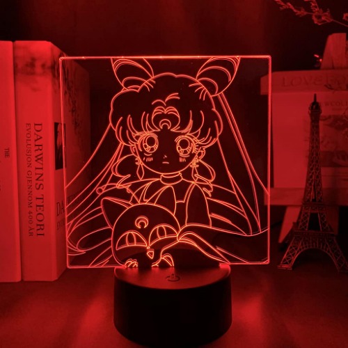 FEIYU BUY 3D Illusion Lamp 7 Colors 16 Colors Changing Anime Sailor Moon for Bedroom Decorative Room Night Light Birthday Gift Table Light Manga for Boys Girls Kids Room Decor (16 Colors with Remote) - 16 Colors With Remote