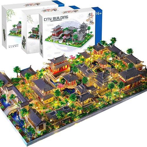 Auspcers Garden Chinese Style Architecture Nano Mini Building Model, Micro Block Toy High Challenge Chinese Style Suzhou Garden Model, Mini Nano Bricks Modular Construction(Mit Lichtern) - 3-in-1 With Light