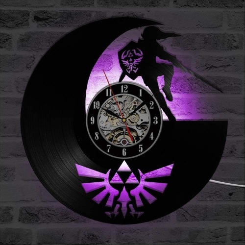 Fancylife The Legend of Zelda Antique LED Lighting Vinyl Record Wall Clock Shadow Art Game Home Decor Classic Creative Wall Watches