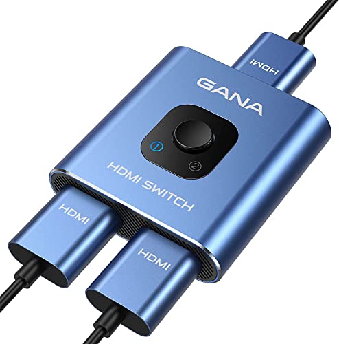 HDMI Switch 4k@60hz HDMI Splitter, GANA Aluminum Bidirectional HDMI Switcher 2 in 1 Out, Manual HDMI Hub Supports HD for Xbox PS5/4/3 Blu-Ray Player Fire Stick Roku (Midnight Blue) - Midnight Blue