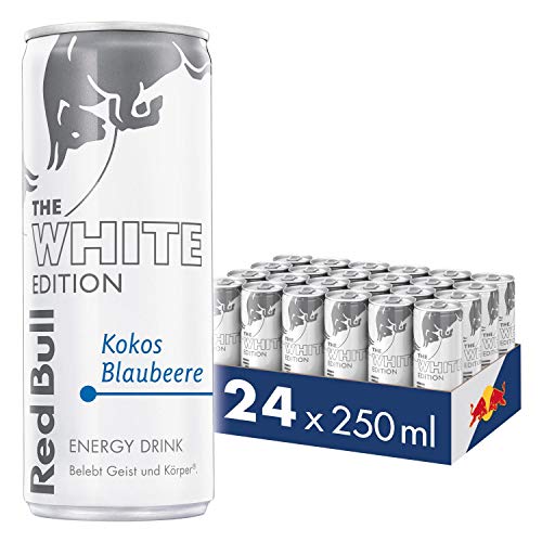 Red Bull Energy Drink, Kokos Blaubeere, White Edition, 24 x 250 ml, Dosen Getränke 24er Palette, OHNE PFAND - Kokos-Heidelbeere - 250 ml (24er Pack)