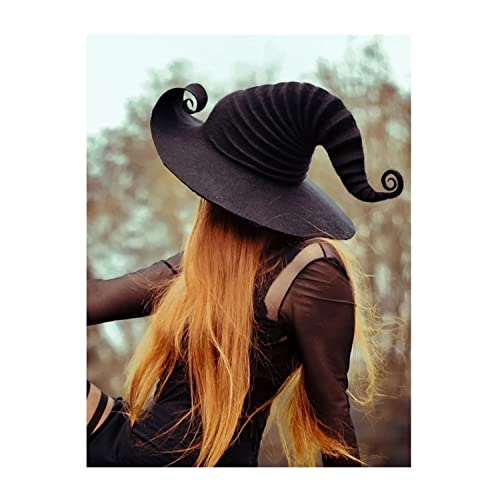 YTCPMHEA 2022 New Halloween Party Felt Witch Hats, Durable Black Witch Hat for Halloween Decor, Witch Hat Costume for Women - Black