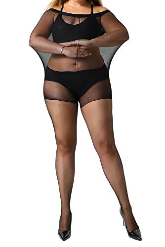 MANZI Women's 2 Pairs Plus Size Control Top Tights Ultra-Soft Panty Hose - XX-Large - 2 Pairs Black(20den Sheer)