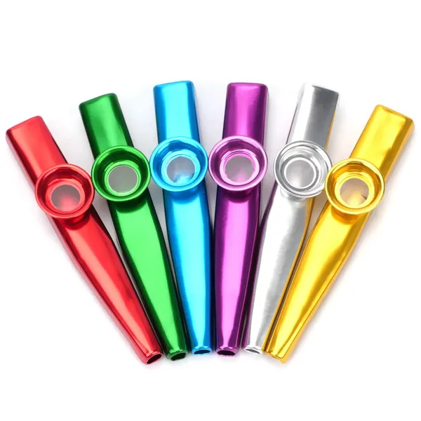 6 Different Colors Kazoo Musical Instruments Aluminum Alloy Kazoo Sets with 6 Membrane Harmonica Musical Accompaniment for Guitar, Ukulele, Violin, Piano Keyboard -