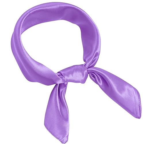 Pistha Chiffon Scarf Square Ribbon Neck Scarf Satin Scarf Handkerchief for Halloween Retro Women Girls Costume Accessory - Purple - 23.6*23.6 inch