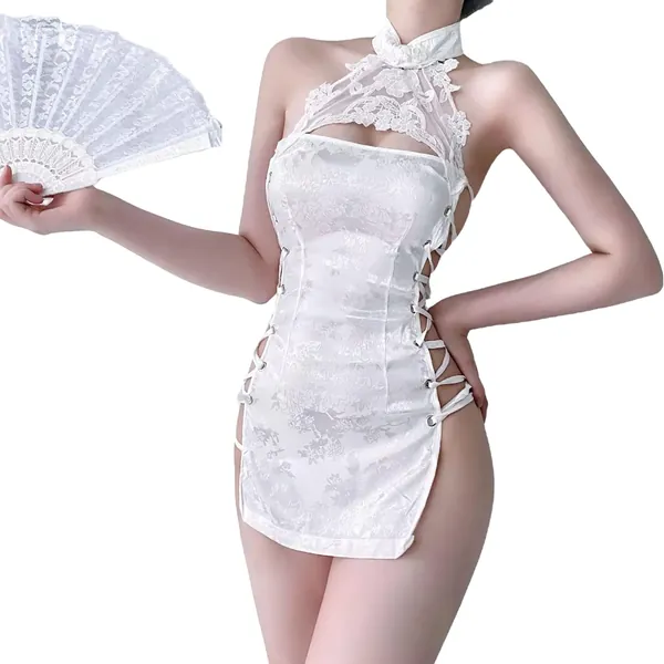 Clothing Lingerie Cheongsam Costume Anime Babydoll Suit Chinese Style sexy cosplay - White#1