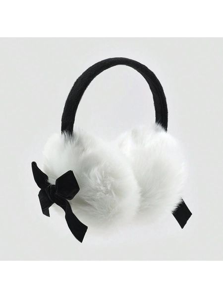 1pc Bow Tie Style Plush Warm Y2k Ear Muffs For Girls