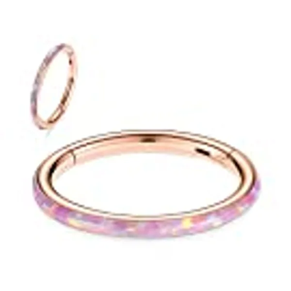 hengkaixuan 20G 18G 16G Conch Hoop Ring Septum Jewelry Opal CZ Turquoise Seamless Clicker Ring Daith Earrings Surgical Steel Rook Tragus Conch Piercing Jewelry Small Hoop Earring Nose Ring
