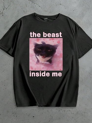 INAWLY Funny Cat Meme Print Plus Size Women T-Shirt, Gift, Cute Cat Expression Graphic Tee, Novelty Cat Design Tee, Humorous Cat T-Shirt, Summer