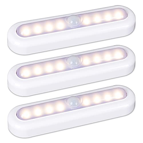 STAR-SPANGLED 3 Pack 7” Motion Sensor Lights Indoor Battery Operated, Stick on LED Light for Closet, Stairs, Under Cabinet, Warm White - Warm White