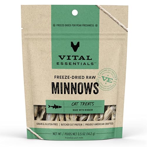 Vital Essentials Freeze-Dried Raw Cat Treats, Minnows Treats, 0.5 oz - New Packaging - Minnows