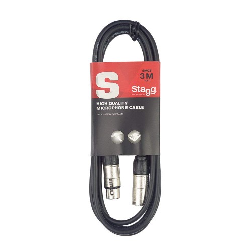 Stagg SMC3 3m XLR to XLR Plug Microphone Cable, Black