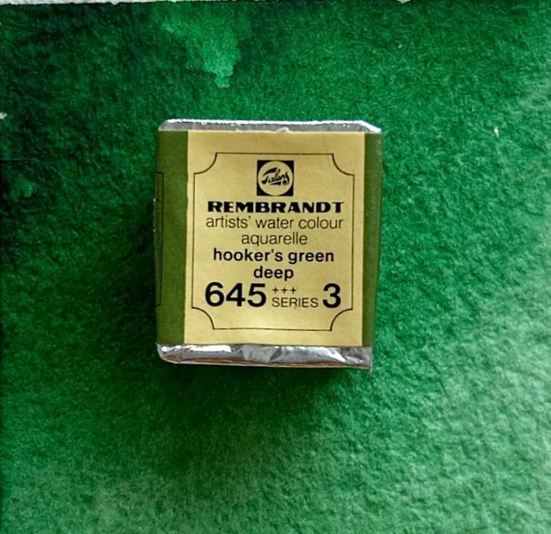 Vintage "Hooker's Green Deep" Watercolor Paint Half Pans ~1970's-1980's professional watercolor paint ~ Vintage Art Supplies Stationary