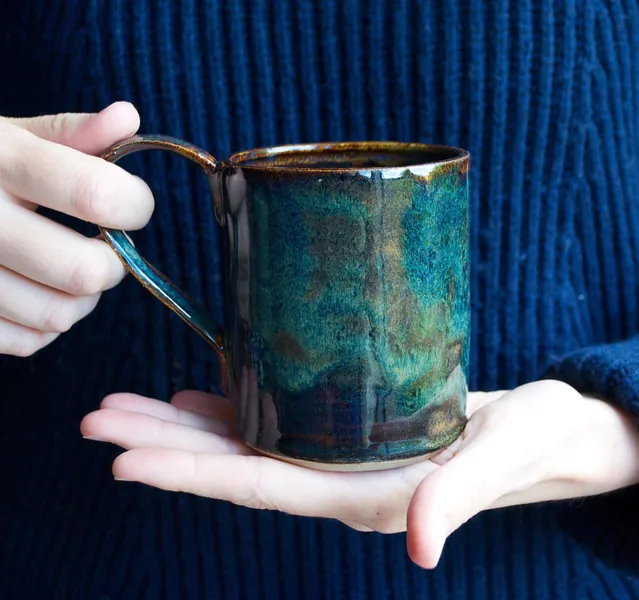 Iron jasper mugs | stoneware | hand thrown mugs | hand made mugs | hand painted mugs | kitchen mugs | 300ml (1/2 pint)
