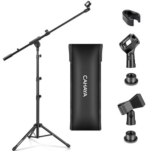 CAHAYA 2 in 1 Dual-Use Mikrofonständer boden Mikrofonstativ mit galgen, mit tragbare Tasche und zwei Mikrofonclips, geeignet für Bühnentreffen, Live-Sprache usw CY0239 - Tragbarer Stil