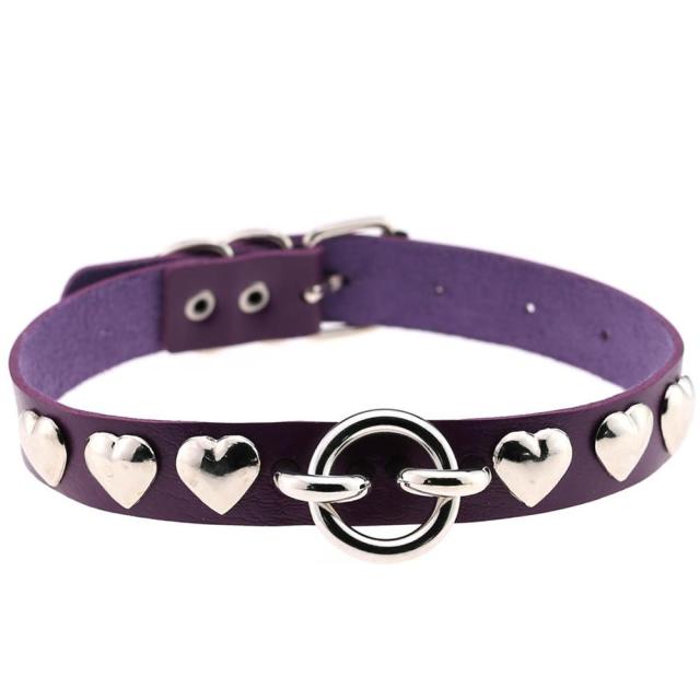 Heart ring choker (16 colors) - Purple