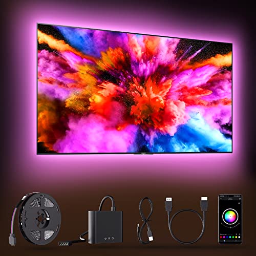 BDFFLY Retroilluminazione LED TV con Scatola di Sincronizzazione HDMI, Supporto 1080P@60Hz Effetto Luce Colore Puro, Controllo App, Illuminazione Ambientale per TV PC Inferiore a 65 pollici… - 5m