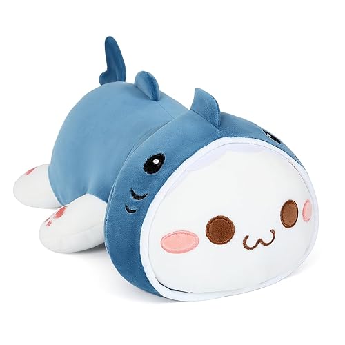 shownicer Peluche Gatto Squalo, Kawaii Giocattolo Morbido, Animali di Peluche Gattino, Bambola di Peluche Cuscino, Regalo per Bambini Ragazza 3+ Anni (Squalo Gatto, 30cm) - 30cm - Squalo Gatto