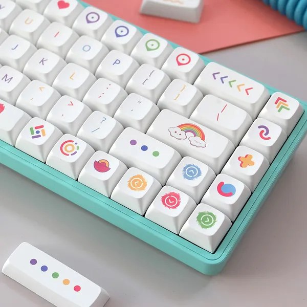 XDA Profile Keycaps PBT 140 Keys Dye Sublimation ANSI Layout Customized Rainbow Theme Keycaps Small Full Kit for Cherry MX Gateron Kailh Switches Mechanical Keyboard (Rainbow)