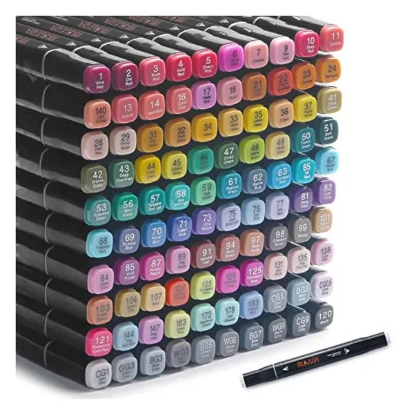 
                            100 Colors Alcohol Markers Dual Tips Permanent Art Markers Pen for Kids & Adult, Alcohol-Based Highlighter Pen Sketch Markers for Painting, Coloring, Sketching and Drawing.（BLACK)
                        