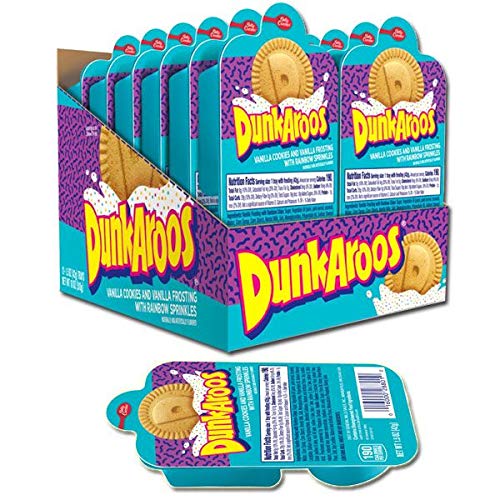 Dunk-A-Roos 12 PACK - Vanilla Cookies and Vanilla Frosting W/ Rainbow Sprinkles Dunkaroos Classic Retro Vintage Snack Pack - Vanilla Frosting