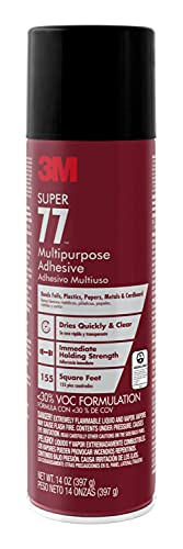 3M Super 77 Multipurpose Spray Adhesive, Low VOC, 14 oz. - 14 fl. oz. - Low VOC