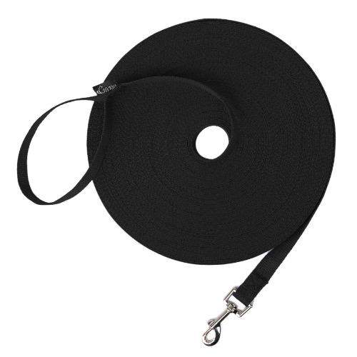Hi Kiss Dog/Puppy Obedience Recall Training Agility Lead - 15ft 20ft 30ft 50ft 100ft Training Leash - Great for Training, Play, Camping, or Backyard - Black 20ft - 15 Feet Black