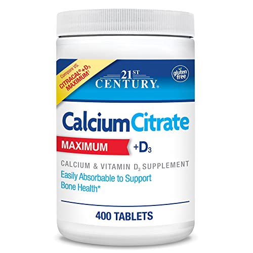 21st Century Vitamins Calcium Citrate Plus D3 Maximum Tablets, 400 Count - 400 Count (Pack of 1)