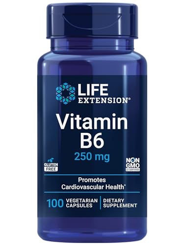 Life Extension Vitamin B6 250 mg – For Cardiovascular & Neurological Health and Kidney & Eye Health - Gluten-Free, Non-GMO – 100 Vegetarian Capsules - Vitamin B6