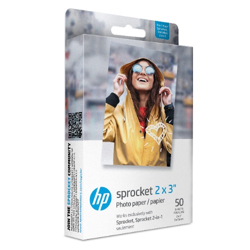 HP Sprocket Premium zink fotopapier met zelfklevende achterkant, 2x7,6 cm (50 vellen) compatibel met HP Sprocket fotoprinters - Fotopapier