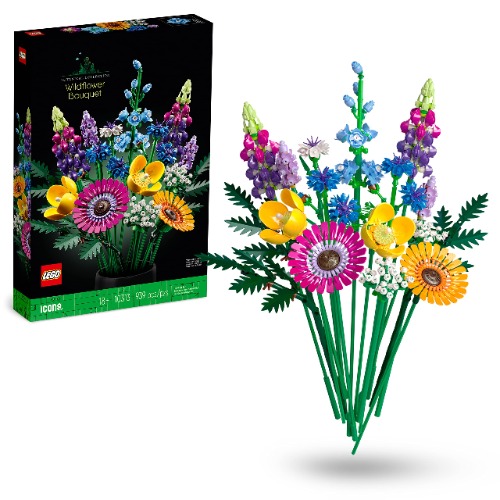 LEGO 10313 Icons Wilde Bloemen Boeket Knutselset voor Volwassenen met Nepbloemen, Uniek Valentijn en Huisdecoratie Cadeau-idee uit de Botanical Collection, 2023 set