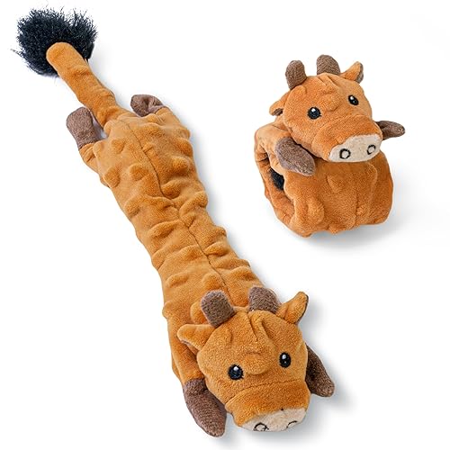 SHARLOVY Dog Squeaky Toys -Cow Crinkle Dog Toy, Bubble Plush Pet Toys Puppy Teething Toys No Stuffing Animals Dog Toy Doggies Toys Dog Chew Toy for Large Dogs - Large - Bubble Plush-Cow