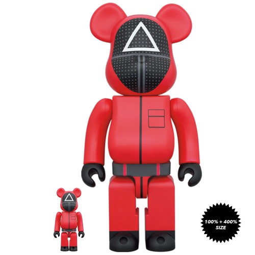 [NTWRK Auction] Squid Game Guard △ 100% + 400% Bearbrick Set by Medicom Toy