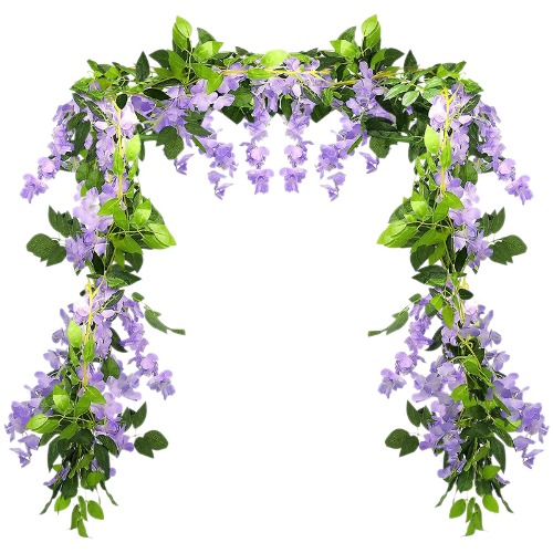 AIBAOBAO 5 x 6FT Artificial Wisteria Vine Garland, Decorative Artificial Flora Plants, Fake Flowers Hanging Garland Arts For Ceremony Party Home Wedding Wall Panel Decoration (Lilac)