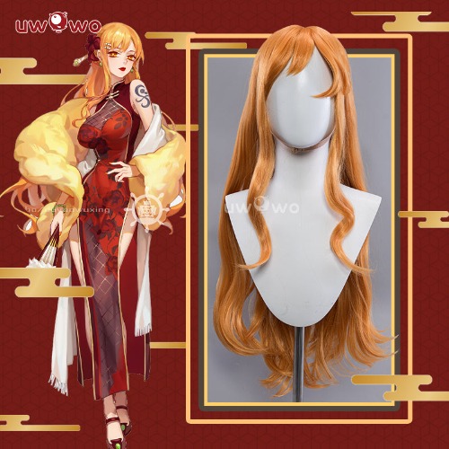 Uwowo Anime Fanart Nami Chinese Dress Cheongsam Cosplay Wig Long Yellow Hair