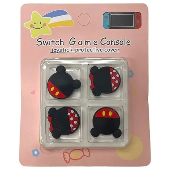 Prysm Gaming Pack of 4 Rubber Thumb Grips Caps Covers Compatible With Switch Joy-Con OLED Switch Joycon & Switch Lite (Mickey & Minnie) - Mickey & Minnie