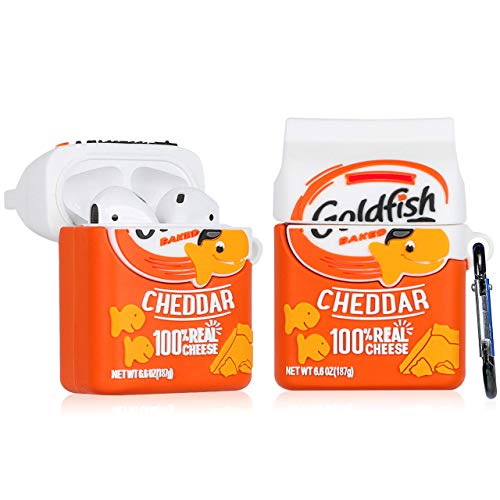 Oqplog for AirPod 2/1 Case Food Design Cover for AirPods Silicone Cases Air Pods Cute Funny Cartoon 3D Kawaii Fun Soft Designer Unique Fashion Cool Pretty for Girls Boys Teen Girly (Gold Fish Cookie) - Gold Fish Cookie