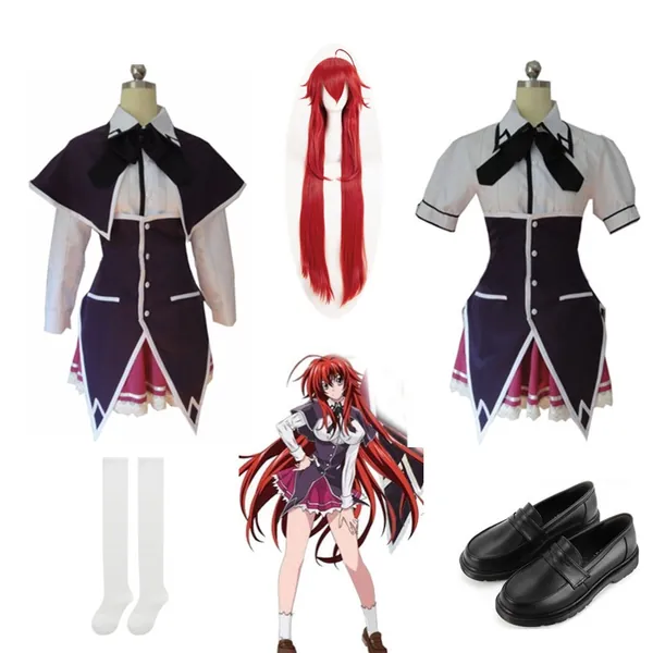 Anime High School Dxd Cospaly Costume Rias Gremory Toujou Koneko Halloween Party Performance Dress Costumes for Women Girls Wig