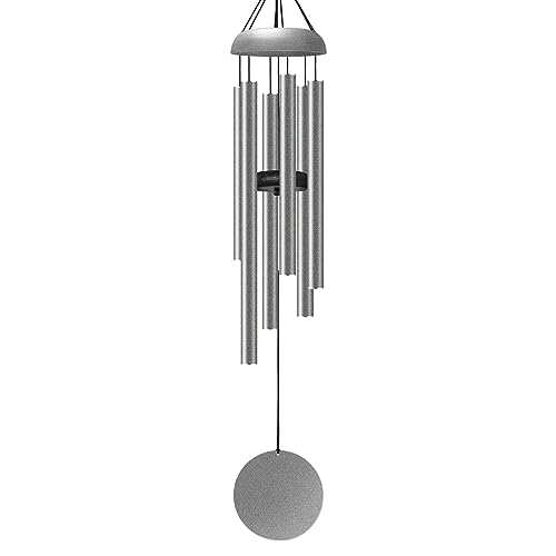 Litu Wind Chimes Outdoor Decor, 32 Inches Deep Tone Windchimes with 6 Thickened Aluminum Tubes, Large Metal Wind Chimes for Outside, Memorial Wind Chimes Best Gift for Mom Grandma Women, Silver - 32'' Silver