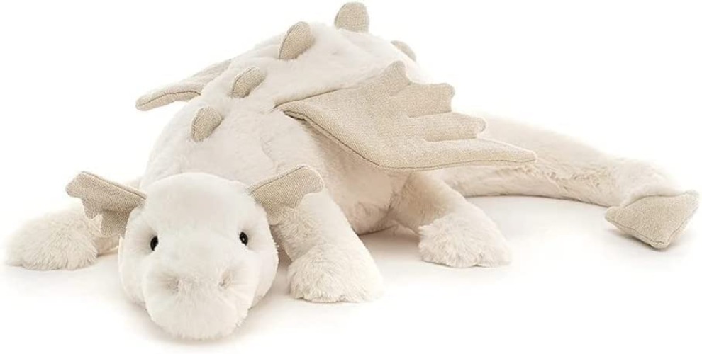 LKMYHY Snow Dragon Stuffed Animal with Wings, 12in Cute Soft Dragon Pterosaur Plush Toys Dinosaur Plushies Pillow Doll Christmas Birthday Gifts for Kids Boys Girls