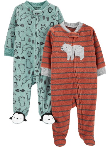 Simple Joys by Carter's Baby Boys' Fleece Footed Sleep and Play, Pack of 2