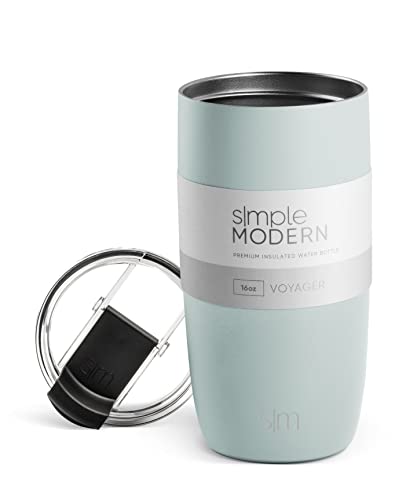 Simple Modern Travel Coffee Mug Tumbler with Flip Lid | Reusable Insulated Stainless Steel Cold Brew Iced Coffee Cup Thermos | Gifts for Women Men Him Her | Voyager Collection | 16oz | Sea Glass Sage - 16oz - -Sea Glass Sage