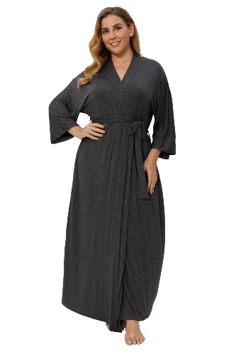Super Shopping-zone Women's Plus Size Long Robes Kimonos Plus Size Maternity Robes Delivery Robes Sleepwear - Grey 4X