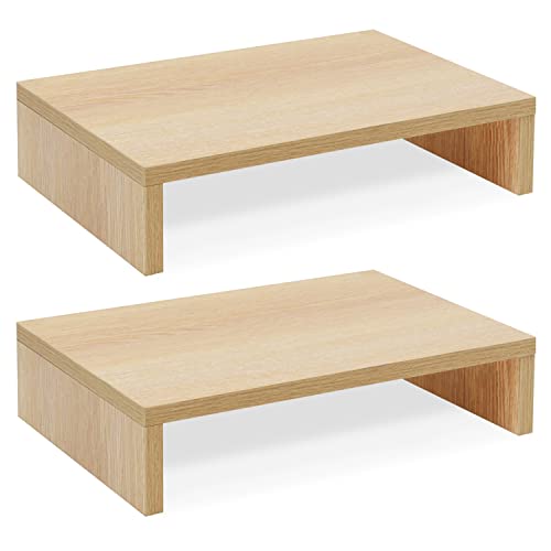 TEAMIX Wood Monitor Stand Riser-2 Pack,Maple Adjustable Monitor Stand Dual Monitor Riser for 2 Monitors/Laptop/PC Computer Stand for Desk - Maple - 2 Packs