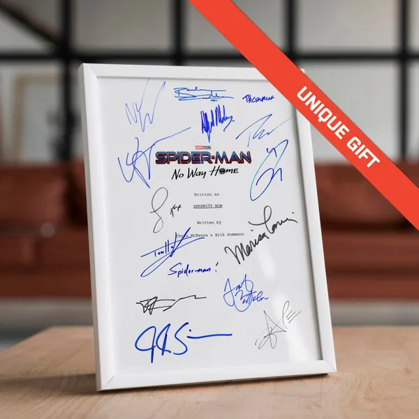Spider-Man: No Way Home (2021) Title Card Cast Signed with Autograph Key - 21 × 14.8 cm / 8.27 × 5.8 inch