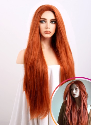 Ginger Straight Yaki Lace Front Synthetic Wig LF624 | Ginger