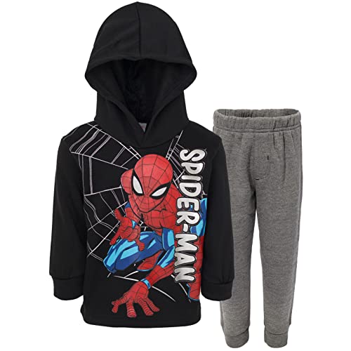 Marvel Avengers Spider-Man Miles Morales Baby Fleece Pullover Hoodie and Jogger Pants Outfit Set Toddler to Big Kid - 5 - Spiderman Black